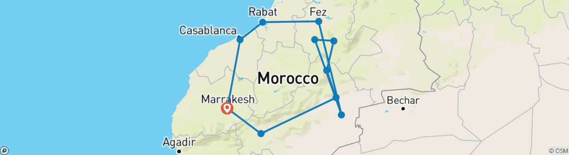 Karte mit der Reiseroute