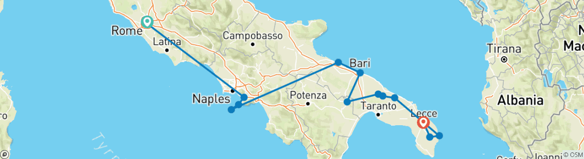 Image d'une carte montrant l'itinéraire du circuit