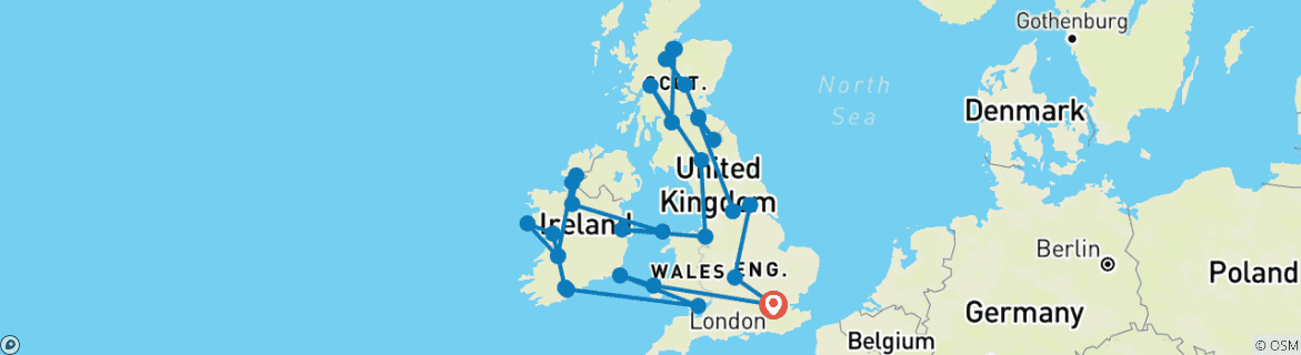 Image d'une carte montrant l'itinéraire du circuit