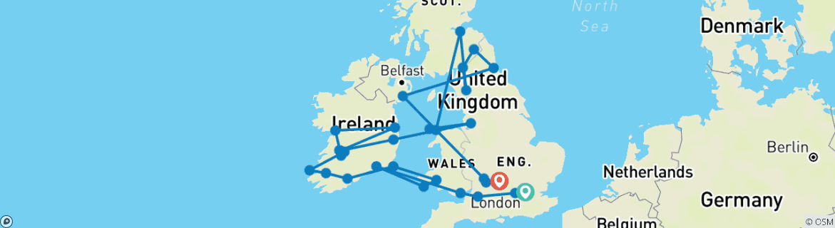 Karte mit der Reiseroute