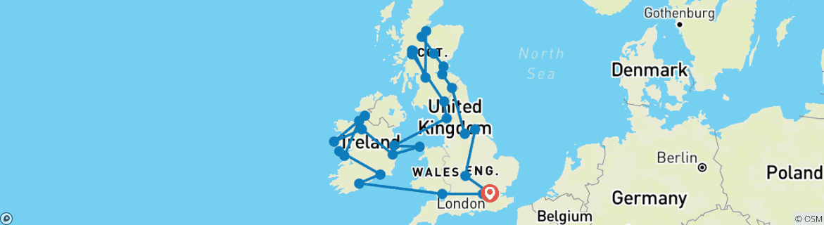 Image d'une carte montrant l'itinéraire du circuit