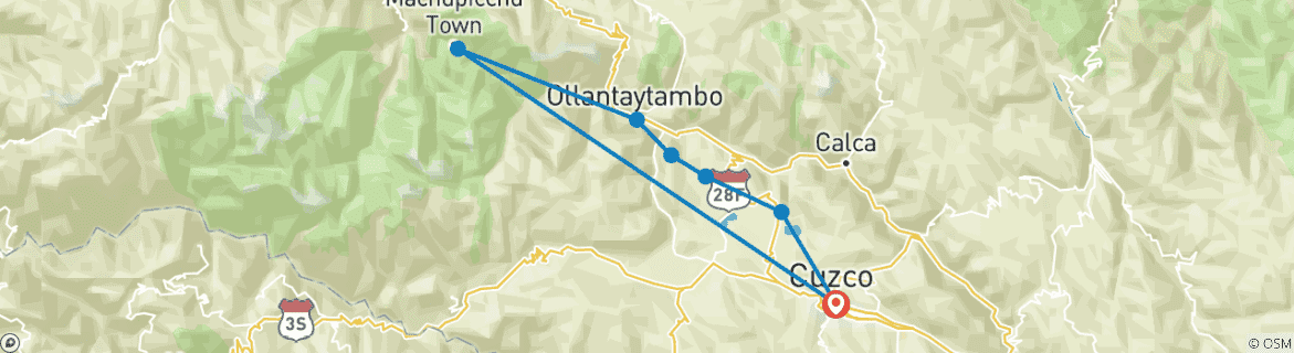 Image d'une carte montrant l'itinéraire du circuit