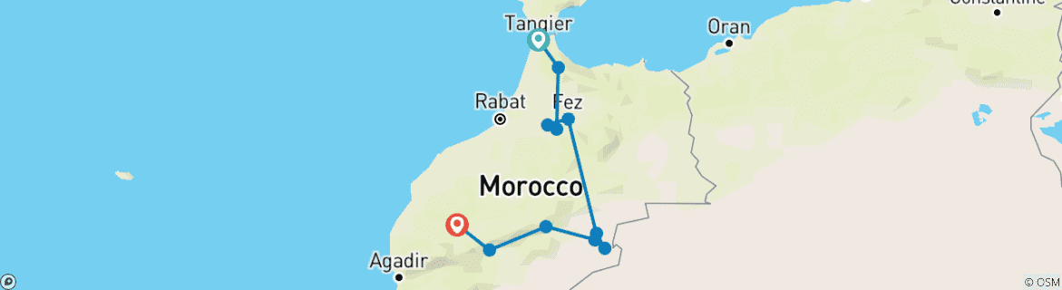 Image d'une carte montrant l'itinéraire du circuit