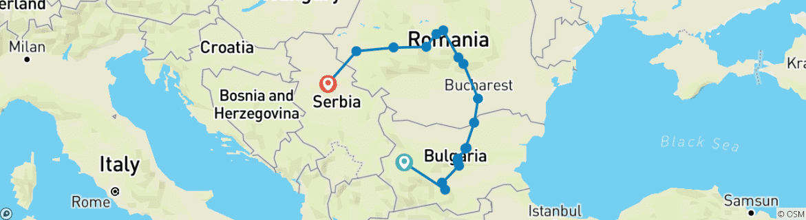 Image d'une carte montrant l'itinéraire du circuit