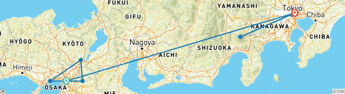 Image d'une carte montrant l'itinéraire du circuit