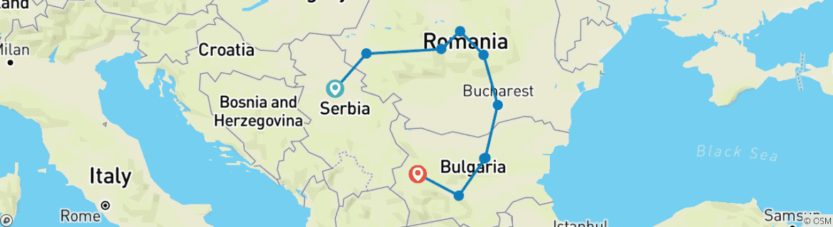 Image d'une carte montrant l'itinéraire du circuit