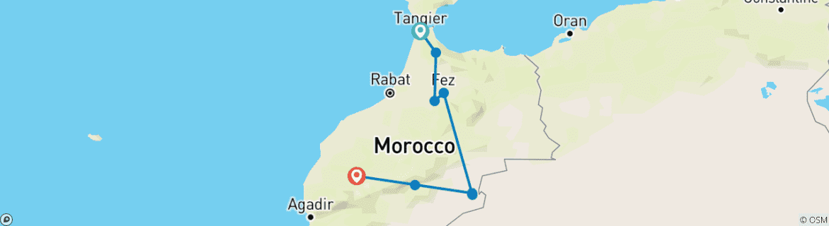 Karte mit der Reiseroute