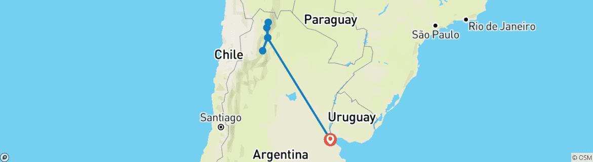 Foto van een kaart met de route van de rondreis