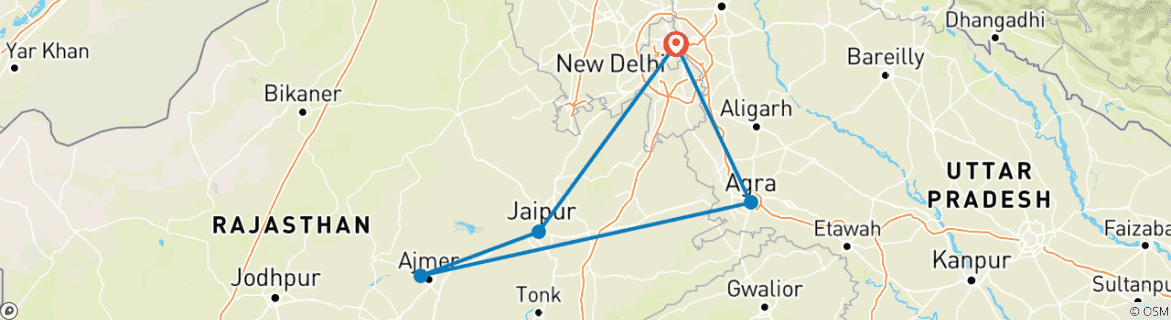 Image d'une carte montrant l'itinéraire du circuit