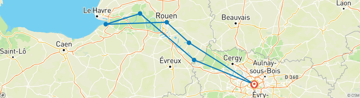 Image d'une carte montrant l'itinéraire du circuit