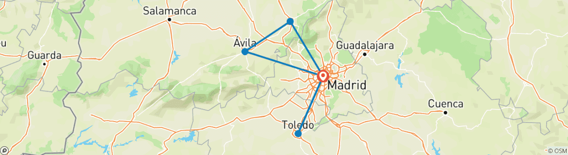 Image d'une carte montrant l'itinéraire du circuit