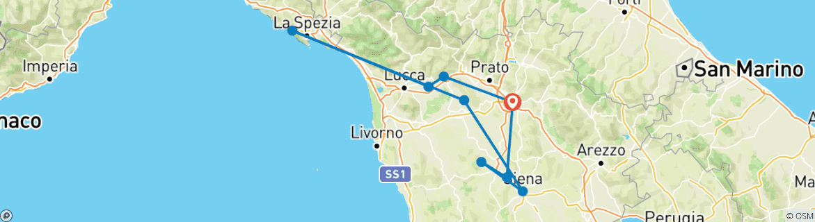 Image d'une carte montrant l'itinéraire du circuit