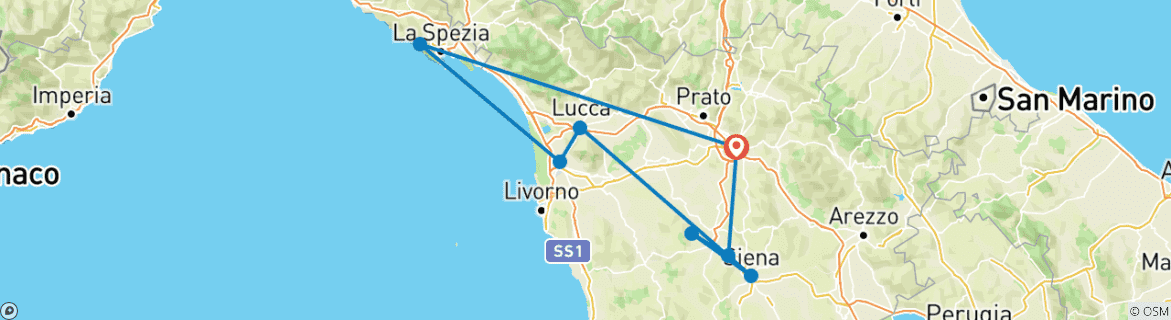 Image d'une carte montrant l'itinéraire du circuit