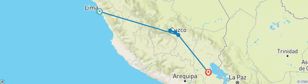Image d'une carte montrant l'itinéraire du circuit