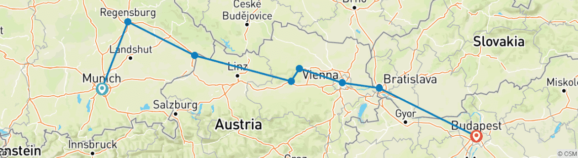 Image d'une carte montrant l'itinéraire du circuit