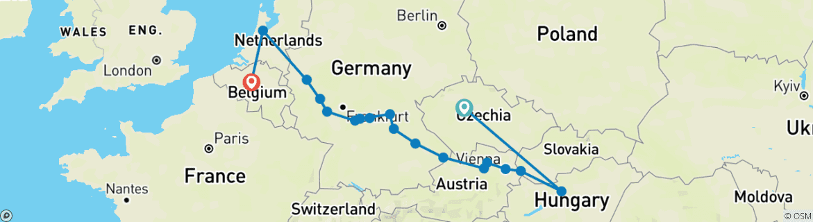 Image d'une carte montrant l'itinéraire du circuit
