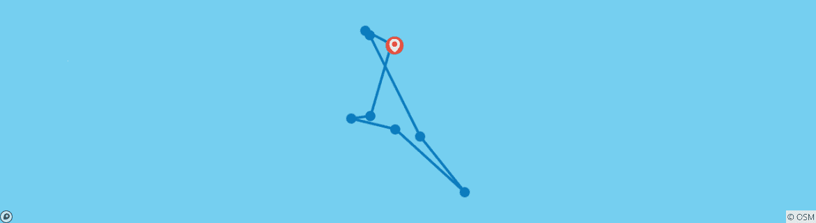 Foto van een kaart met de route van de rondreis