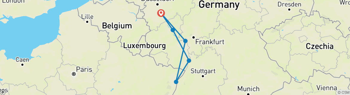 Image d'une carte montrant l'itinéraire du circuit