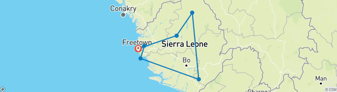 Image d'une carte montrant l'itinéraire du circuit