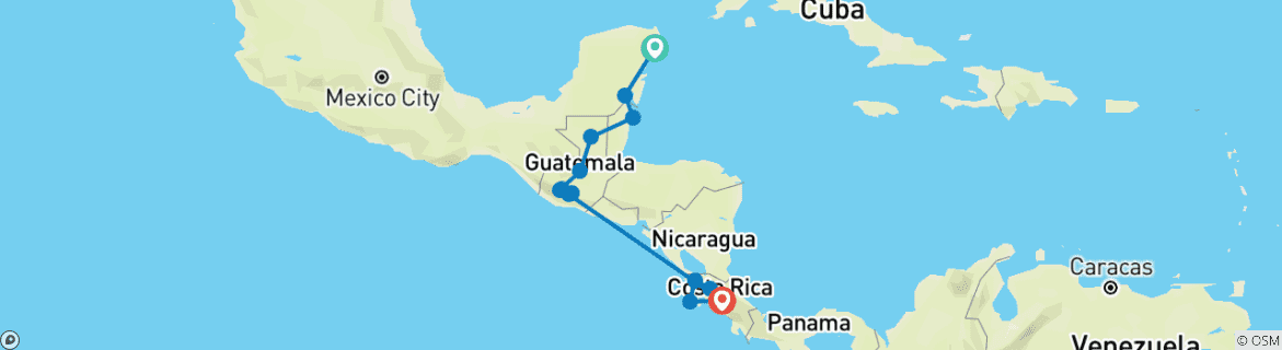 Mapa de Aventura en Centroamérica