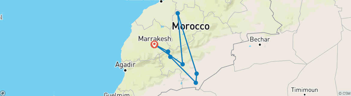 Image d'une carte montrant l'itinéraire du circuit