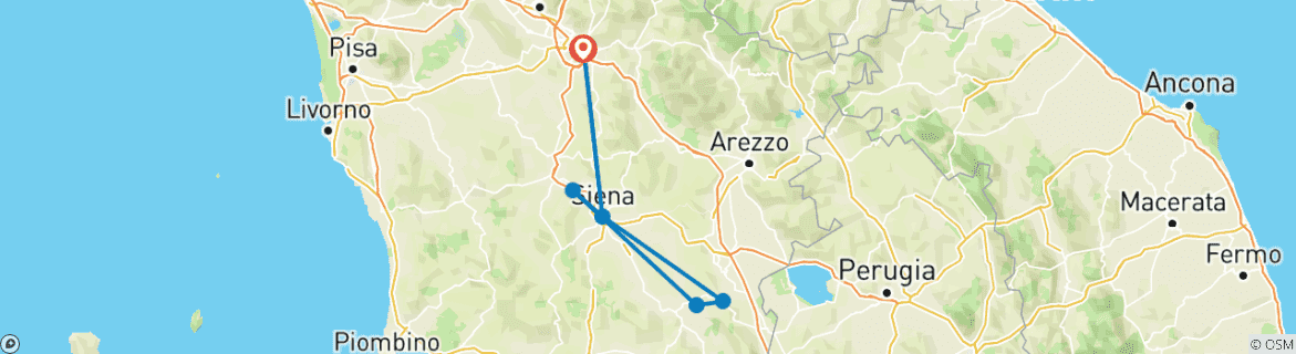 Image d'une carte montrant l'itinéraire du circuit