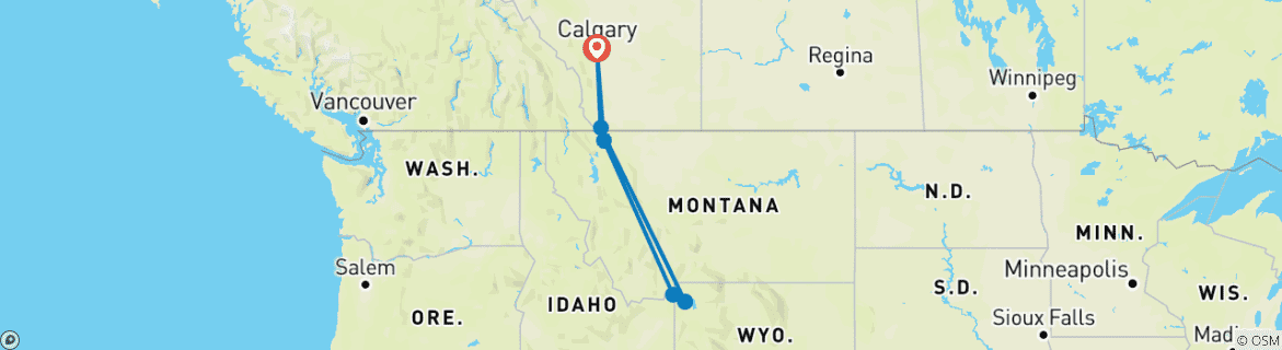 Image d'une carte montrant l'itinéraire du circuit