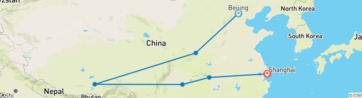 Karte mit der Reiseroute