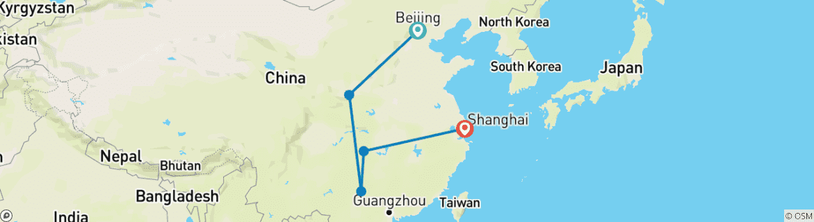 Image d'une carte montrant l'itinéraire du circuit