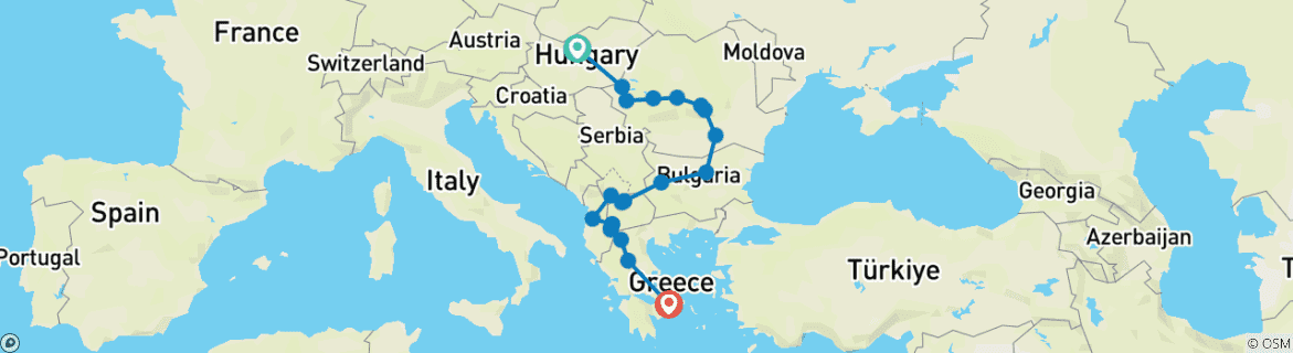 Image d'une carte montrant l'itinéraire du circuit
