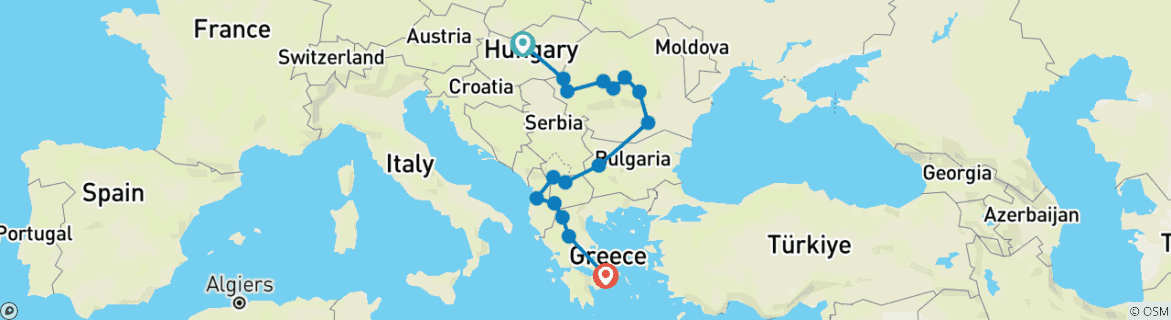 Image d'une carte montrant l'itinéraire du circuit