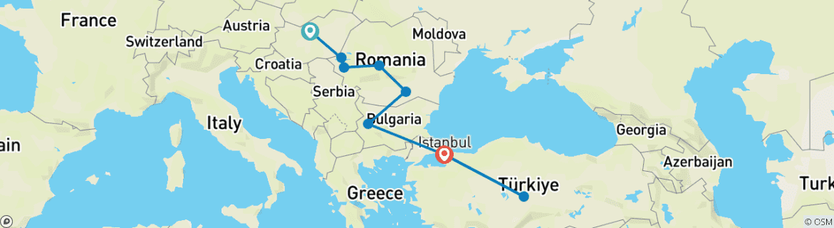 Foto van een kaart met de route van de rondreis