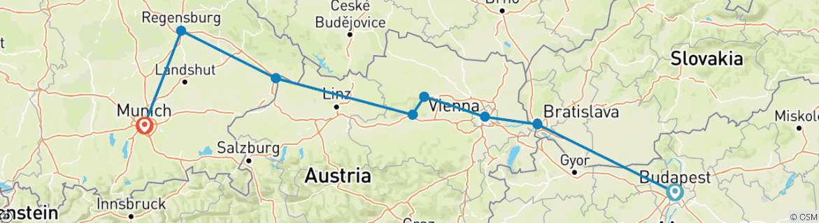 Image d'une carte montrant l'itinéraire du circuit