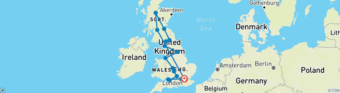 Image d'une carte montrant l'itinéraire du circuit