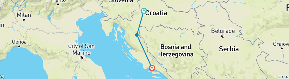 Foto van een kaart met de route van de rondreis