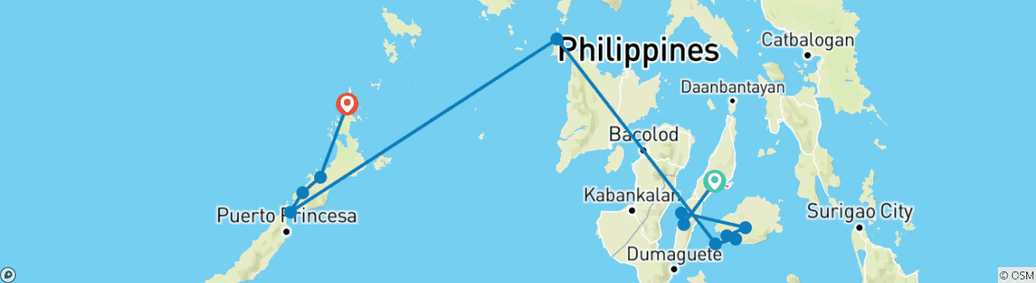 Mapa de La mejor ruta para ir de isla en isla por Filipinas (sin excursión en barco hasta mayo de 2027)