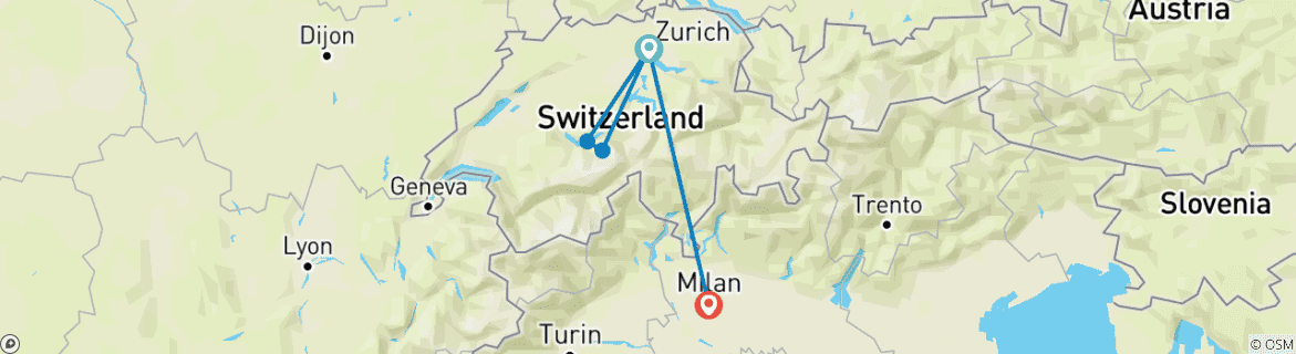 Image d'une carte montrant l'itinéraire du circuit