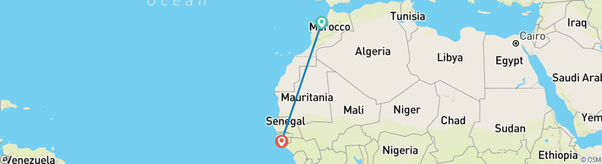 Image d'une carte montrant l'itinéraire du circuit