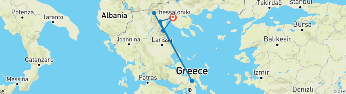 Image d'une carte montrant l'itinéraire du circuit