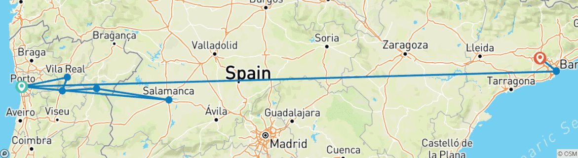 Foto van een kaart met de route van de rondreis