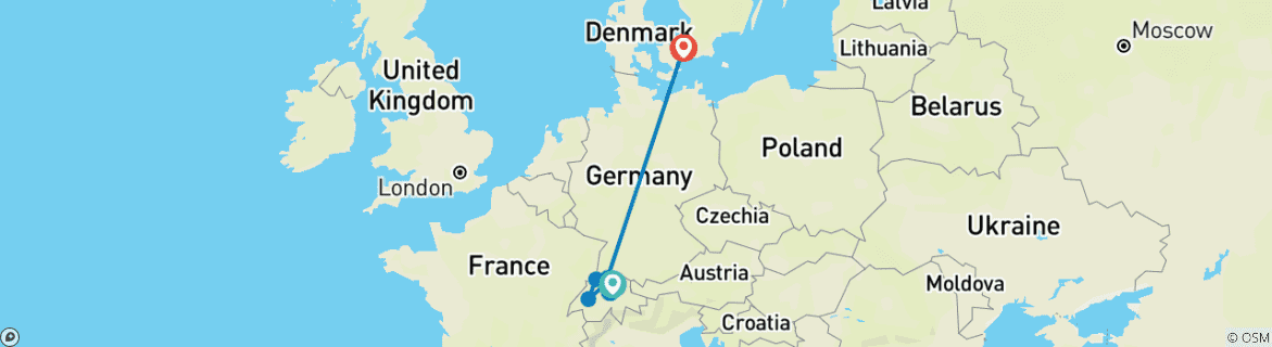 Foto van een kaart met de route van de rondreis