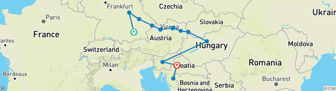 Image d'une carte montrant l'itinéraire du circuit
