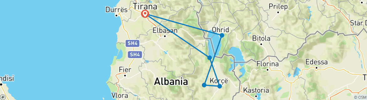 Image d'une carte montrant l'itinéraire du circuit