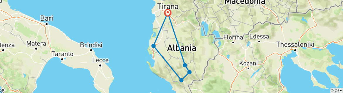 Image d'une carte montrant l'itinéraire du circuit
