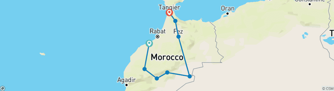 Image d'une carte montrant l'itinéraire du circuit