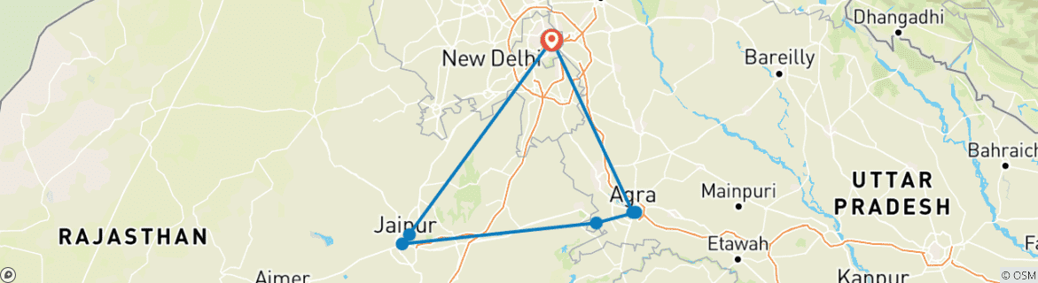 Karte mit der Reiseroute