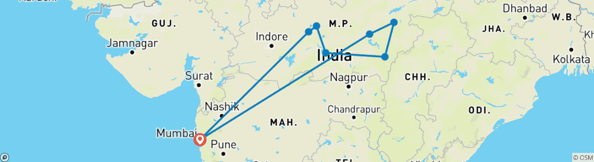 Foto van een kaart met de route van de rondreis