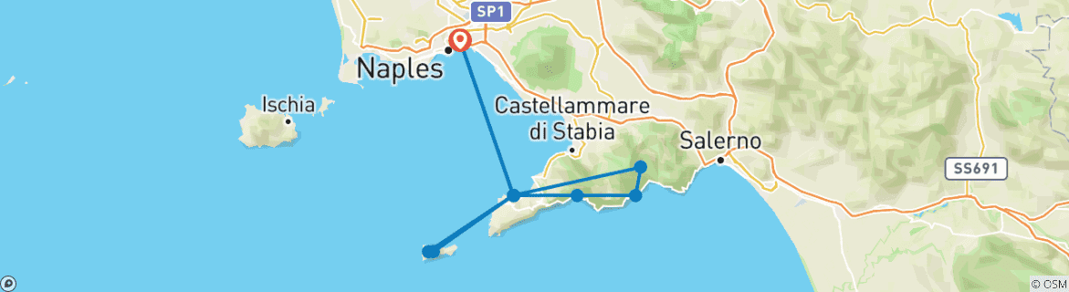 Image d'une carte montrant l'itinéraire du circuit
