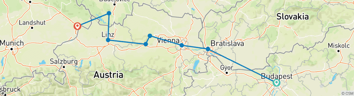 Image d'une carte montrant l'itinéraire du circuit