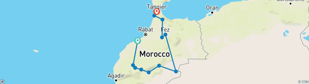 Image d'une carte montrant l'itinéraire du circuit